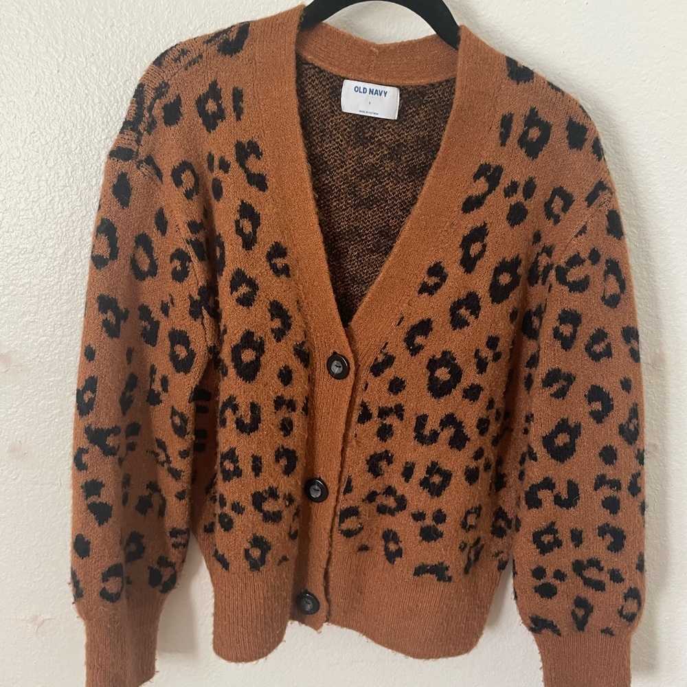 Old navy leopard cardigan XS